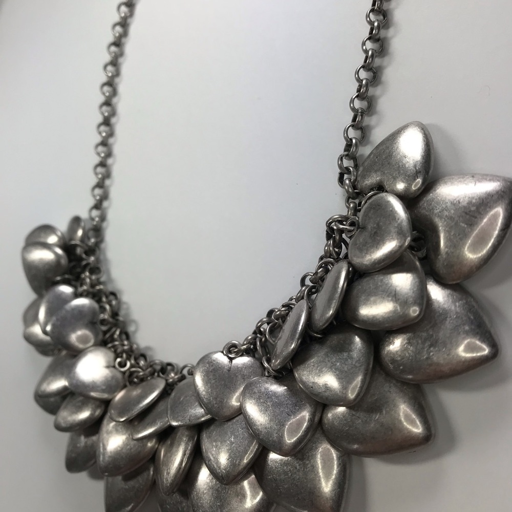 Sculptural Antique Silver Heart Necklace - Joan Rivers